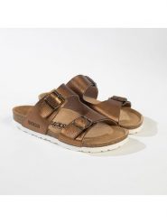 BACKSUN Klapki w kolorze miedzianym rozmiar: 40. Brązowe klapki Backsun, bez wzorów, z materiału, klasyczne, z otwartym noskiem, bez obcasa, bez zapięcia. Za 130.99 zł.