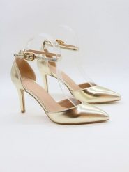 Bellucci Czółenka w kolorze złotym z paskiem rozmiar: 36. Żółte czółenka Bellucci, bez wzorów, klasyczne, bez obcasa, na szpilce, bez zapięcia. Za 117.99 zł.