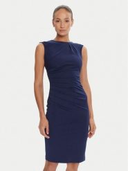 Rinascimento Sukienka koktajlowa CFC0125332003 Granatowy Slim Fit. Niebieskie sukienki Rinascimento, s, bez wzorów, z syntetyku, wizytowe, bez kołnierzyka, bez ramiączek. Za 339.99 zł.