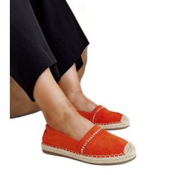 Pomarańczowe espadryle z cyrkoniami Abia. Brązowe espadryle bez wzorów, z gumy, z okrągłym noskiem, bez obcasa. Za 74.48 zł.