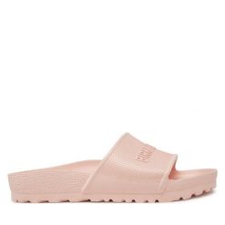 Klapki Birkenstock. Czerwone klapki Birkenstock, bez wzorów, bez obcasa, bez zapięcia. Za 219.99 zł.