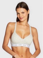 Guess Biustonosz top O1GC15 KBBU1 Szary. Szare biustonosze Guess, z aplikacjami, z bawełny. Za 99.99 zł.