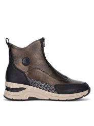 Rieker Botki N9381-60 Brązowy. Brązowe botki Rieker, bez wzorów, bez obcasa, na koturnie, bez zapięcia. Za 379.99 zł.