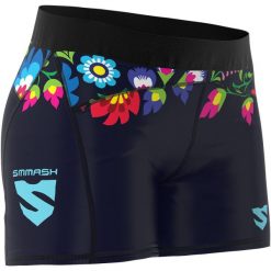 Legginsy fitness krótkie damskie Smmash Folk. Niebieskie legginsy SMMASH, bez wzorów, sportowe, krótkie. Za 119.90 zł.
