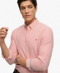 Superdry Koszula Preppy Oxford z długim rękawem – 100% bawełna organiczna. Czerwone koszule Superdry, m, bez wzorów, z bawełny, klasyczne, bez kołnierzyka, bez ramiączek. Za 279.95 zł.