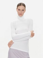Calvin Klein Golf K20K206053 Biały Slim Fit. Białe swetry Calvin Klein, l, bez wzorów, bez ramiączek. Za 249.99 zł.