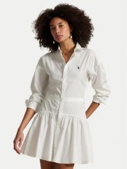 Polo Ralph Lauren Sukienka koszulowa 211965856001 Biały Regular Fit. Białe sukienki Polo Ralph Lauren, bez wzorów, z bawełny, bez kołnierzyka, bez ramiączek, koszulowe. Za 669.99 zł.