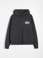 Dresowa bluza hoodie z nadrukiem na plecach Alice in Wonderland - szary. Szare bluzy Sinsay, l, bez wzorów, z dresówki, bez ramiączek, bez kaptura. Za 69.99 zł.