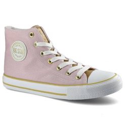 Trampki damskie Big Star, materiałowa sznurowana cholewka na klasycznym płaskim gumowym spodzie, nude, HH274447. Czerwone trampki BIG STAR, bez wzorów, z gumy, boho, za kostkę, bez zapięcia. Za 71.99 zł.