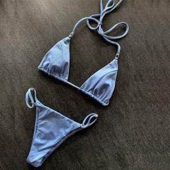 Bikini trójkątne wiązane szybkoschnące na plażę Taesuk. Bikini Intica, bez wzorów. Za 139.00 zł.