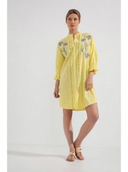 Josephine & Co Sukienka w kolorze żółtym rozmiar: 38. Żółte sukienki Josephine & Co, na co dzień, bez wzorów, z bawełny, bez kołnierzyka, bez ramiączek, midi, proste. Za 309.63 zł.