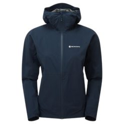 Kurtka przeciwdeszczowa z kapturem dla kobiet Montane Minimus Lite. Niebieskie kurtki przeciwdeszczowe Montane, bez wzorów, z kapturem, trekkingowe. Za 950.15 zł.