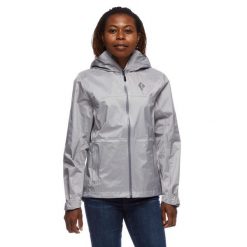 Kurtka turystyczna przeciwdeszczowa damska Black Diamond Treeline Rain Shell. Szare kurtki przeciwdeszczowe Black Diamond, s, bez wzorów, bez kaptura, trekkingowe. Za 305.99 zł.