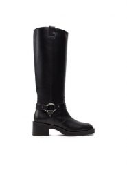 Stuart Weitzman Kozaki Jax SJ176 Czarny. Czarne kozaki Stuart Weitzman, bez wzorów, ze skóry, bez obcasa, na słupku, bez zapięcia. Za 4,059.00 zł.