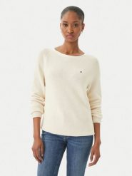 Tommy Hilfiger Sweter WW0WW44975 Écru Regular Fit. Białe swetry Tommy Hilfiger, s, bez wzorów, z bawełny, bez ramiączek. Za 409.99 zł.