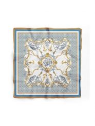 Lucky Bees Chusta w kolorze błękitno-złotym - 55 x 55 cm rozmiar: onesize. Niebieskie chusty Lucky Bees, bez wzorów, z materiału. Za 21.99 zł.