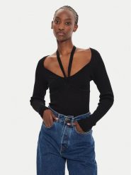 Brave Soul Sweter LK-273BUSTED Czarny Slim Fit. Czarne swetry Brave Soul, m, bez wzorów, z wiskozy, bez ramiączek. Za 59.99 zł.
