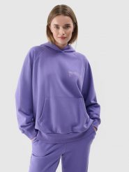 4F Bluza dresowa nierozpinana z kapturem damska - fioletowa XXL. Fioletowe bluzy 4f, xs, bez wzorów, z bawełny, klasyczne, bez ramiączek, z kapturem. W wyprzedaży za 79.99 zł.
