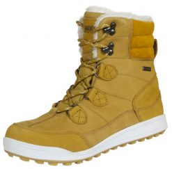 Wodoodporne buty zimowe damskie futro wełna jagnięca. Szare trekkingi GUGGEN MOUNTAIN, bez wzorów, z futra, przed kolano, bez zapięcia, trekkingowe. Za 626.21 zł.