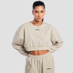 Bluza damska krótka oversize bez kaptura szara Aura. Szare bluzy GYMBEAM, m, bez wzorów, z bawełny, bez ramiączek, bez kaptura. Za 118.90 zł.