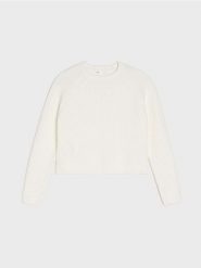 Prążkowany sweter - kremowy. Białe swetry Sinsay, l, bez wzorów, prążkowane, bez ramiączek. Za 49.99 zł.