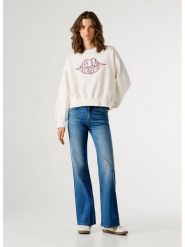 Pepe Jeans Bluza "Bernis" w kolorze białym rozmiar: XS. Białe bluzy Pepe Jeans, xs, bez wzorów, z bawełny, bez ramiączek, bez kaptura. Za 195.99 zł.