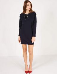 SUKIENKA Z KIESZENIAMI. Sukienki Unisono, na imprezę, s, bez wzorów, z bawełny, z asymetrycznym kołnierzem, bez ramiączek, mini, asymetryczne. Za 139.00 zł.
