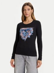 Guess Bluzka W5BI74 J1314 Czarny Slim Fit. Czarne bluzki Guess, xl, z aplikacjami, z bawełny, bez kołnierzyka, bez ramiączek. Za 259.99 zł.