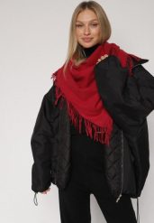 Bordowy Trójkątny Szalik z Wiskozy i Bawełny z Frędzlami Vetirala. Czerwone szaliki i kominy Born2be, bez wzorów, z bawełny, biznesowe. Za 44.99 zł.