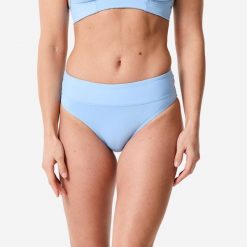 Dół kostiumu kąpielowego damski Decathlon Nora Venice. Niebieskie bikini Decathlon, bez wzorów, eleganckie. Za 69.99 zł.