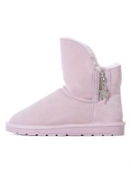 NICEBAY Skórzane botki zimowe "Pompon" w kolorze jasnoróżowym rozmiar: 36. Różowe botki NICEBAY, bez wzorów, z materiału, bez obcasa, bez zapięcia. Za 143.90 zł.