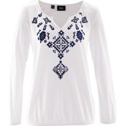 Tunika z długim rękawem bonprix biel wełny z nadrukiem. Tuniki marki bonprix. Za 27.99 zł.