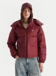 Calvin Klein Jeans Kurtka puchowa Essential LV047D501G Bordowy Relaxed Fit. Czerwone kurtki Calvin Klein Jeans, xs, bez wzorów, z jeansu, bez kaptura. Za 839.99 zł.