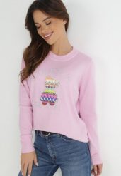 Jasnoróżowy Sweter z Haftem i Cyrkoniami Sheik. Czerwone swetry Born2be, na jesień, bez wzorów, bez ramiączek. W wyprzedaży za 39.99 zł.