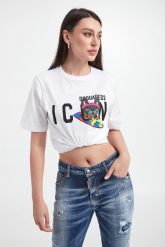 T-shirt damski DSQUARED2. T-shirty Dsquared2, l, bez wzorów, bez kołnierzyka, bez ramiączek. W wyprzedaży za 837.85 zł.