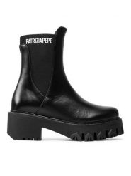 Patrizia Pepe Botki CY9814/L011-K103 Czarny. Czarne botki Patrizia Pepe, bez wzorów, ze skóry, bez obcasa, na słupku, bez zapięcia. Za 699.99 zł.