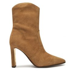 Botki Tamaris. Brązowe botki Tamaris, bez wzorów, bez obcasa, na słupku, bez zapięcia. Za 359.99 zł.