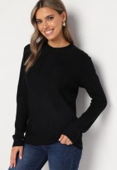 Granatowy Sweter z Bawełną Ozdobiony Cyrkoniami Irinaelle. Niebieskie swetry Born2be, l, bez wzorów, z bawełny, eleganckie, bez ramiączek. W wyprzedaży za 63.74 zł.
