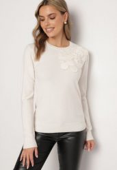 Jasnobeżowy Sweter z Wiskozą Modalem i Aplikacjami 3D Esalttia. Brązowe swetry Born2be, na zimę, m, z aplikacjami, z jeansu, eleganckie, bez ramiączek. W wyprzedaży za 76.49 zł.