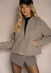 Brązowa Klasyczna Kurtka Przejściowa z Suwakiem Nelinia. Brązowe kurtki Renee, l, bez wzorów, z jeansu, eleganckie, bez kaptura. W wyprzedaży za 149.99 zł.