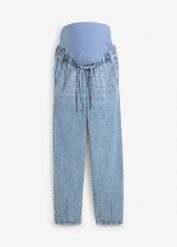 Jeansy ciążowe z lekkiego denimu, o długości do kostki, boyfriend fit. Niebieskie jeansy bonprix, bez wzorów, z bawełny. Za 169.99 zł.