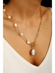 L'Atelier de Gaia Pozłacany naszyjnik z perłami - dł. 50 cm rozmiar: onesize. Żółte naszyjniki L'Atelier de Gaia, z materiału, z perłą, pozłacane. Za 78.84 zł.