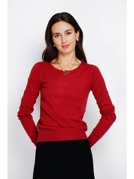 ASSUILI Sweter w kolorze czerwonym rozmiar: 36. Czerwone swetry Assuili, bez wzorów, z kaszmiru, klasyczne, bez ramiączek. Za 132.05 zł.