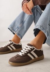 Brązowe Sneakersy Typu Klasyczne Tenisówki Kilice. Brązowe trampki Renee, bez wzorów, z koronki, eleganckie, bez zapięcia. Za 99.99 zł.