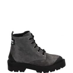 BOTKI ZE SKÓRY ZAMSZOWEJ 0542286F22059 GR. Botki Venezia, bez wzorów, ze skóry, bez obcasa, bez zapięcia. Za 329.00 zł.