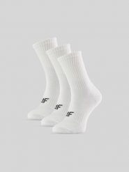 4F Skarpetki długie (3-pack) damskie - białe 39-42. Białe skarpetki 4f, bez wzorów, z bawełny. Za 59.99 zł.
