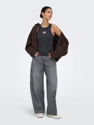 JDY Top "Tulle Life" w kolorze czarnym rozmiar: M. Czarne topy JDY, m, bez wzorów, z bawełny, bez kołnierzyka, bez ramiączek. Za 60.95 zł.