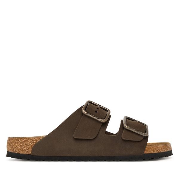 Klapki Birkenstock. Brązowe klapki Birkenstock, bez wzorów, bez obcasa, bez zapięcia. Za 674.99 zł.