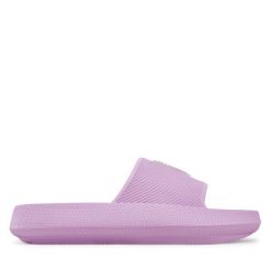 Klapki Guess. Fioletowe klapki Guess, z aplikacjami, bez obcasa, bez zapięcia. Za 199.99 zł.