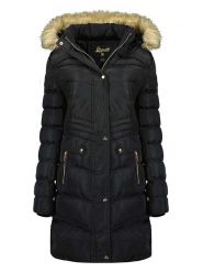 Geographical Norway Płaszcz zimowy "Badonna" w kolorze czarnym rozmiar: XXL. Czarne płaszcze Geographical Norway, na zimę, xxl, bez wzorów, z puchu, bez kaptura. Za 260.35 zł.